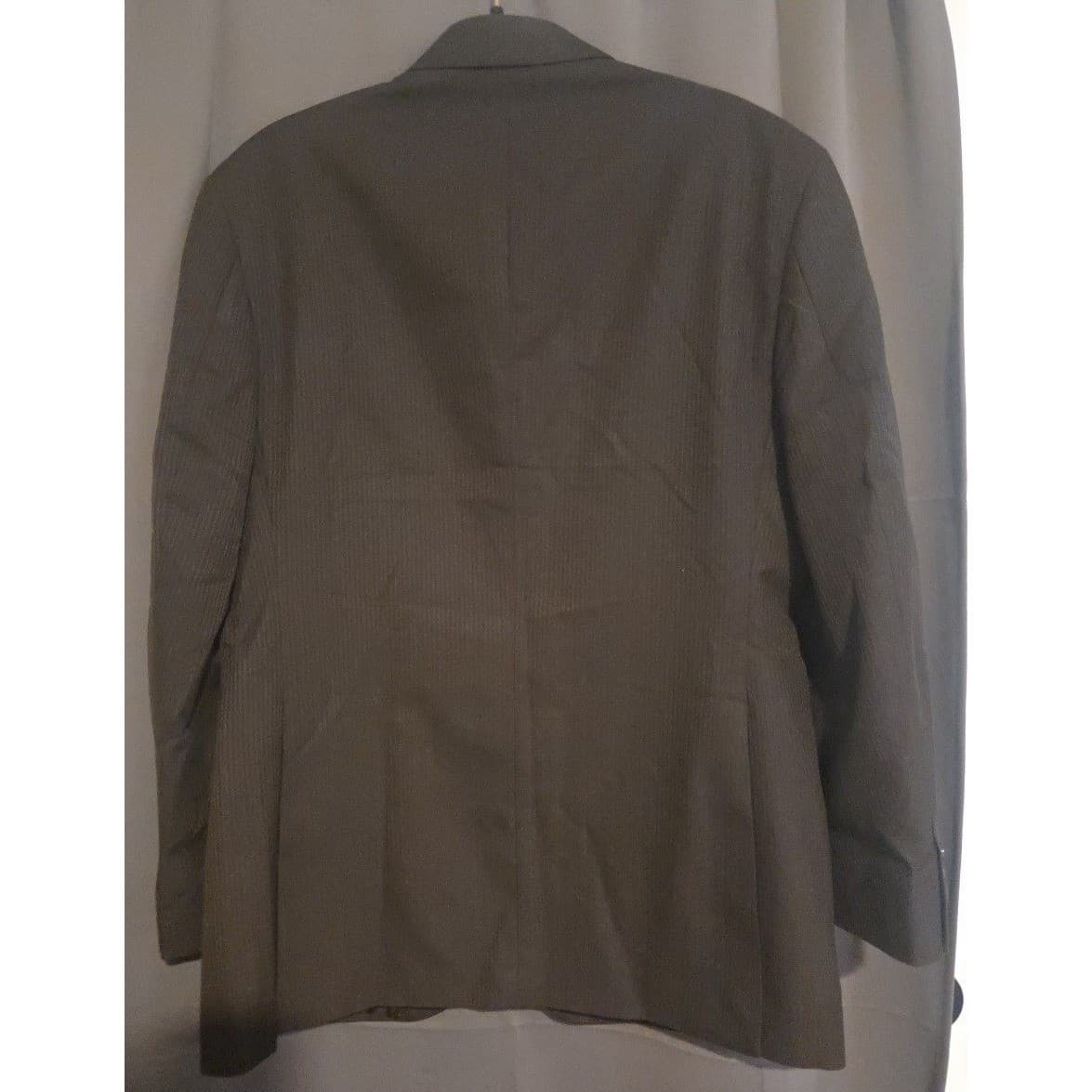 Haggar Brown Pinstripe Two Button Blazer, Men's 40R Sport Coat, Wool Blend - Thumbnail 4