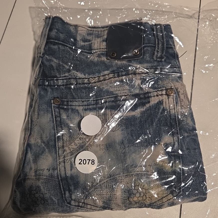 GS115 Money Print Acid Wash Denim Shorts, Blue White, Kids Size 12 Streetwear - Thumbnail 9