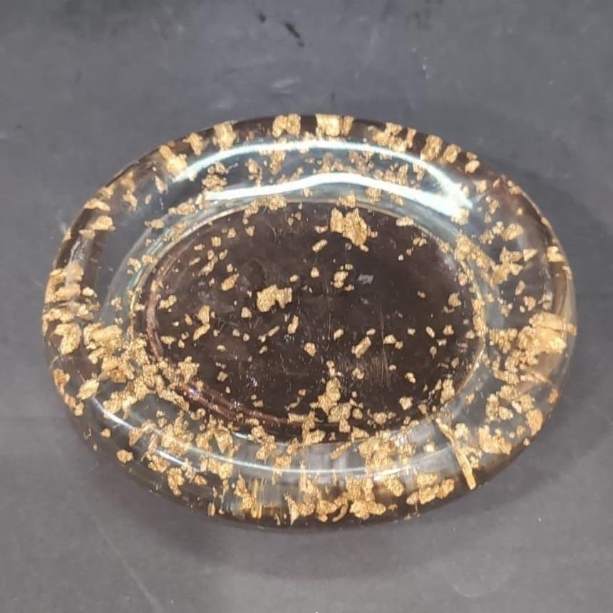 Nicole Miller Copper Flake Clear Lucite Soap Holder, Gold Bathroom Accessory - Thumbnail 4