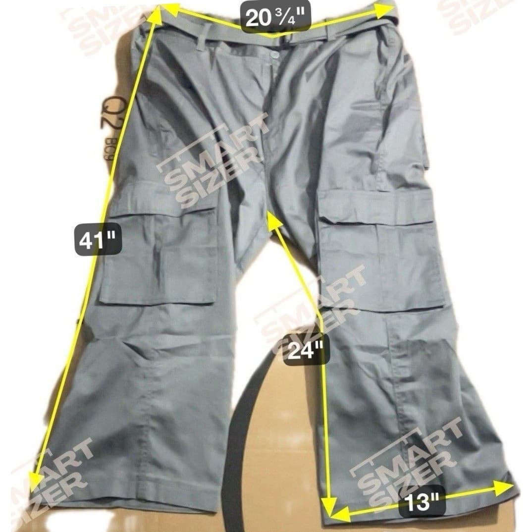 Street Light Grey Cargo Pants, Men's 48x33, Belted Utility Workwear, SP12 NWT - Thumbnail 2