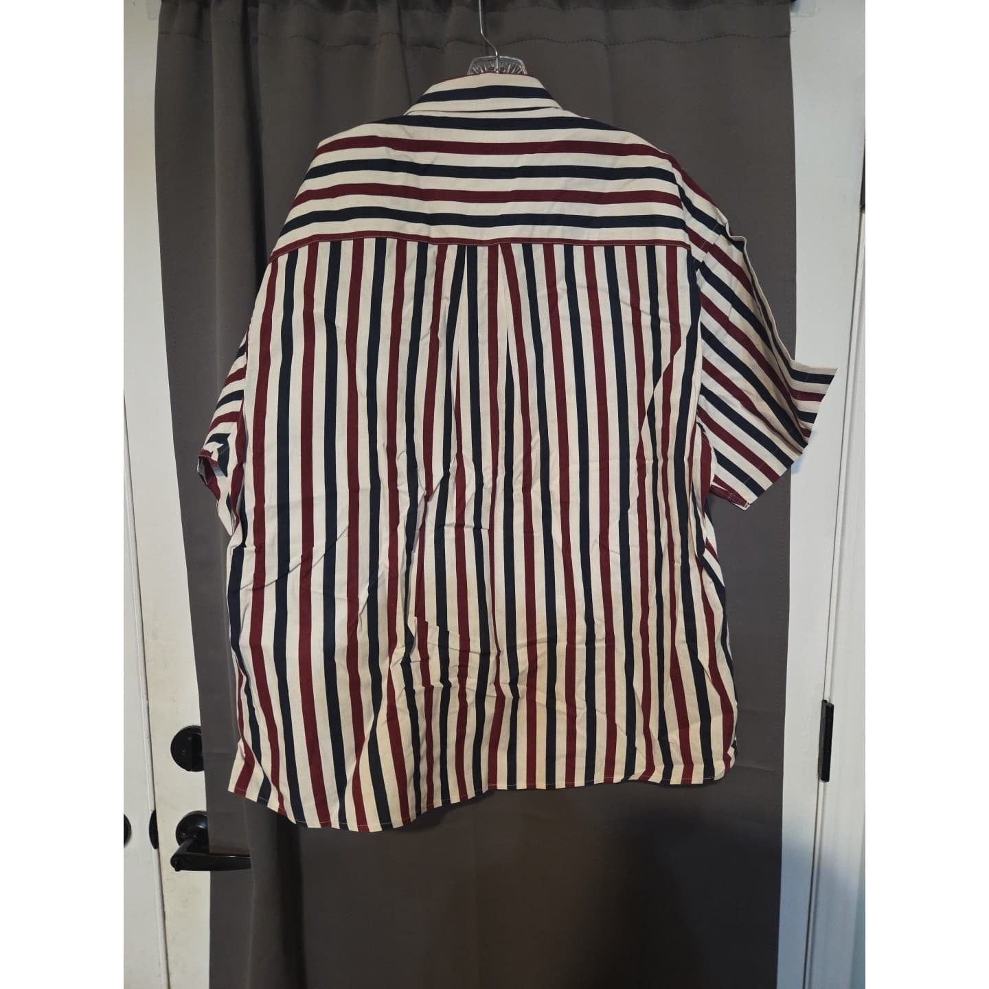 Alexander Martin Striped Short Sleeve Button Down, Men's XXL, Navy Red White - Thumbnail 4