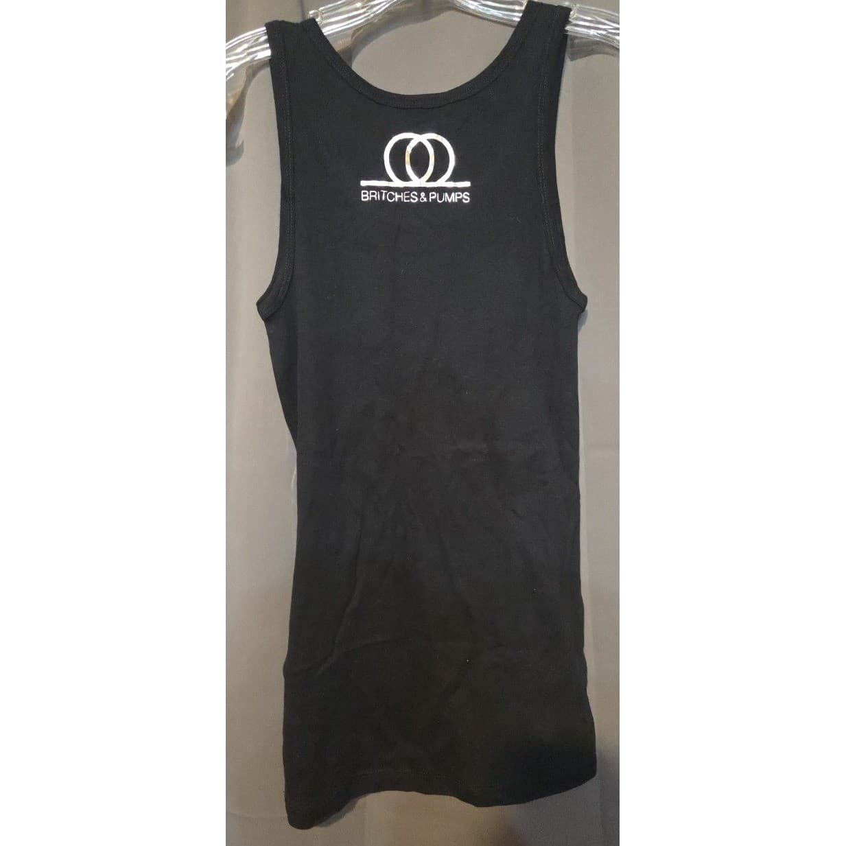Britches & Pumps Bella Black Tank Top Silver Foil Time Wounds All Heels Large - Thumbnail 4