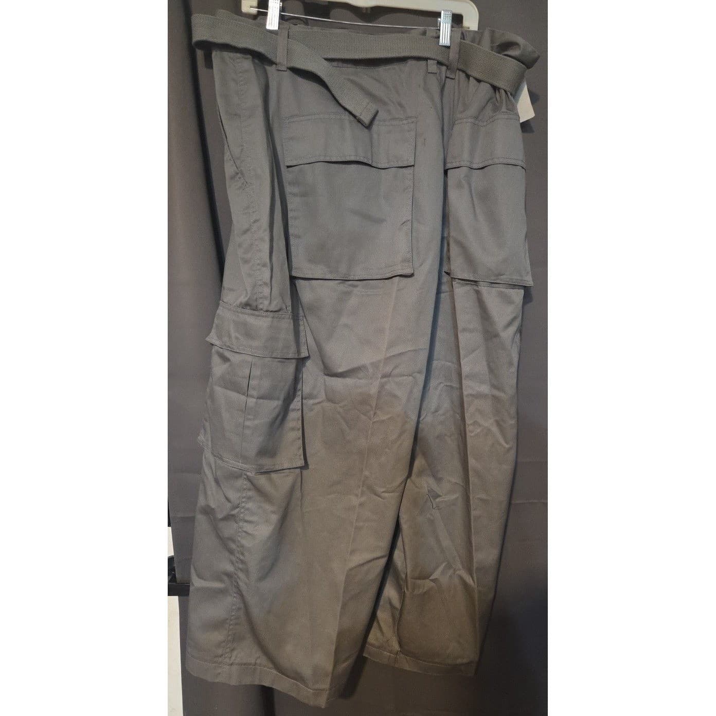 Street Light Grey Cargo Pants, Men's 48x33, Belted Utility Workwear, SP12 NWT - Thumbnail 4