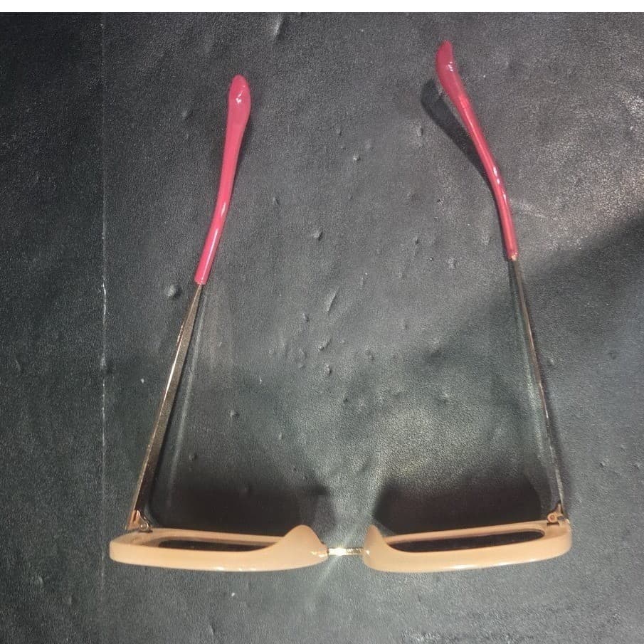 Loft Peach Square Sunglasses with Gold Metal Temples and Pink Tips - Thumbnail 7