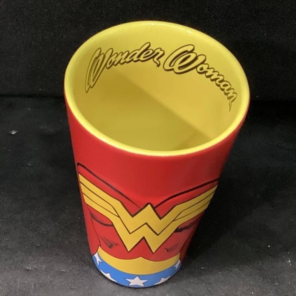 DC Comics Red Wonder Woman Ceramic Tumbler, Embossed Drinkware, Superhero Mug - Thumbnail 6
