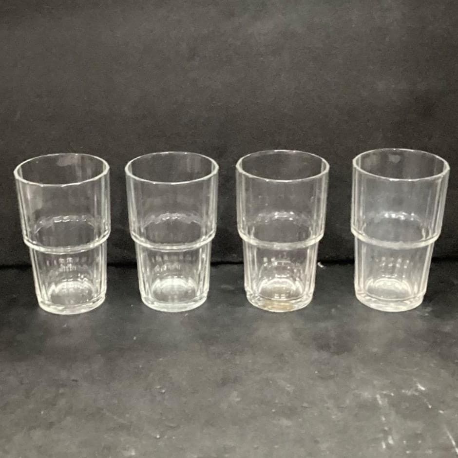 Arcoroc Stratford Clear Stackable Tumblers, Set of 4, Vtg Ribbed Optic Design - Thumbnail 6
