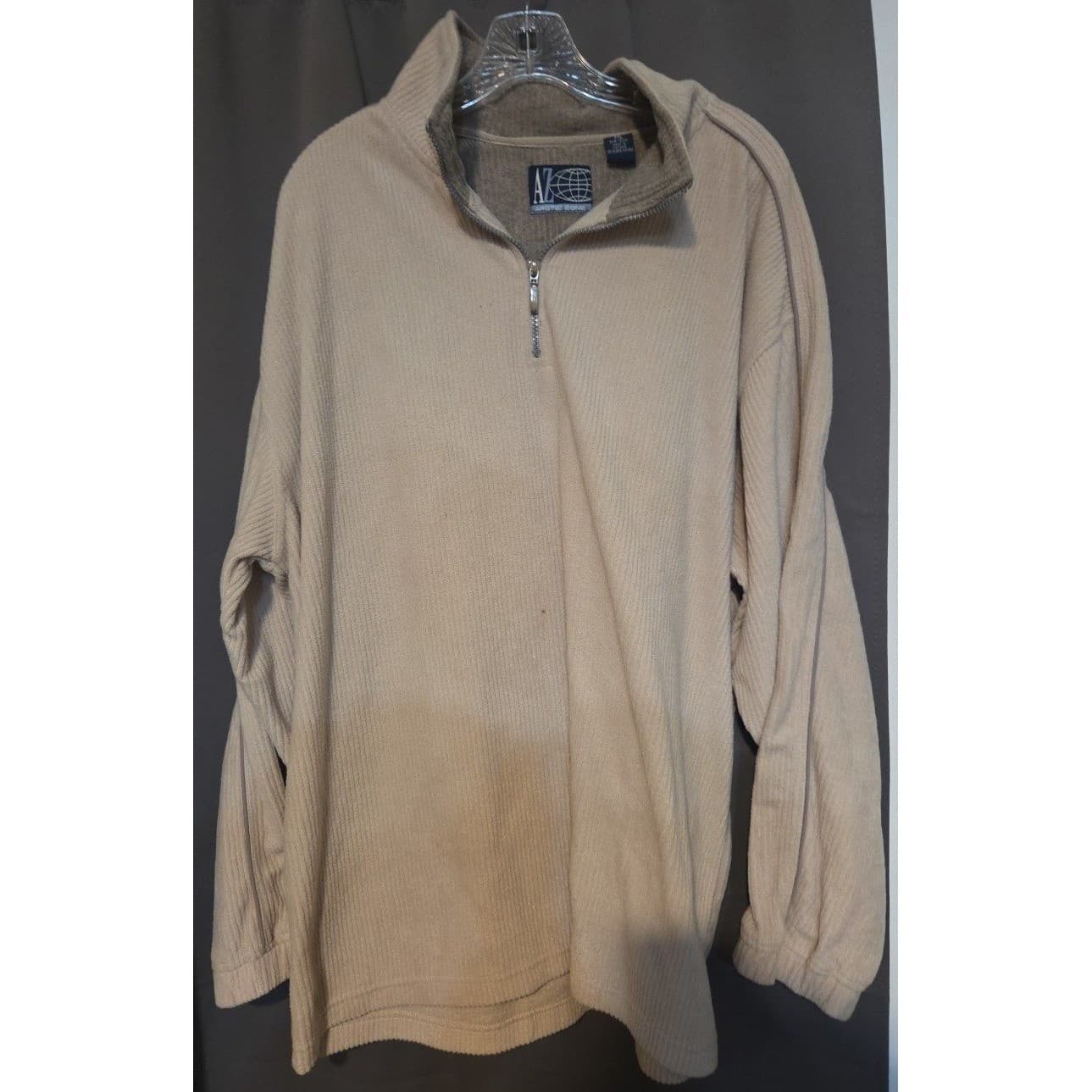 Arctic Zone Ribbed Tan Quarter Zip Pullover, Men's XXL Knit Sweater, Mock Neck - Thumbnail 3