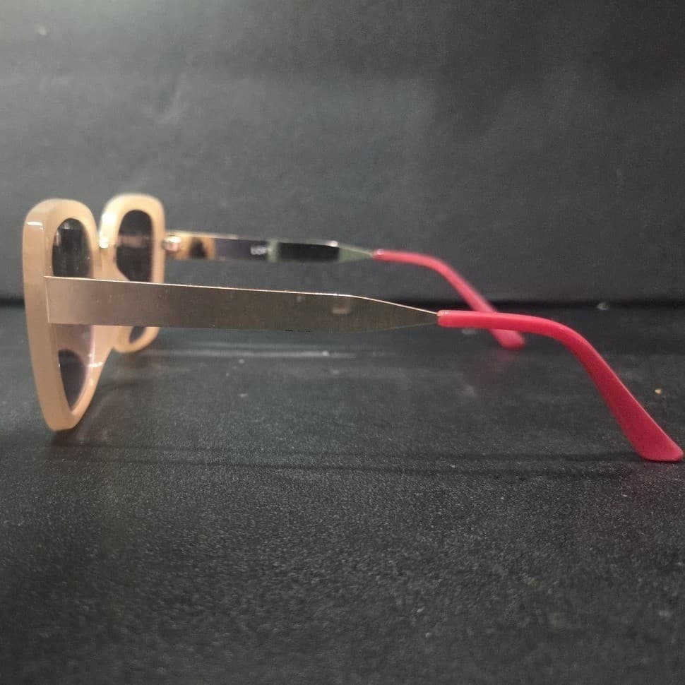 Loft Peach Square Sunglasses with Gold Metal Temples and Pink Tips - Thumbnail 3