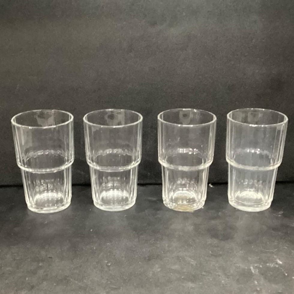 Arcoroc Stratford Clear Stackable Tumblers, Set of 4, Vtg Ribbed Optic Design - Thumbnail 5