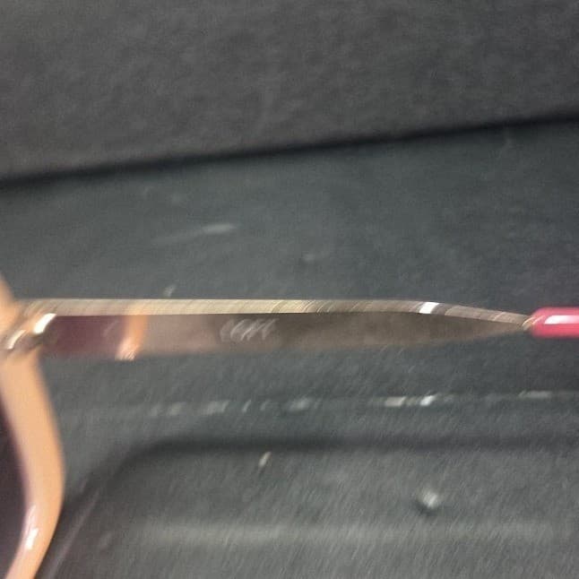 Loft Peach Square Sunglasses with Gold Metal Temples and Pink Tips - Thumbnail 9