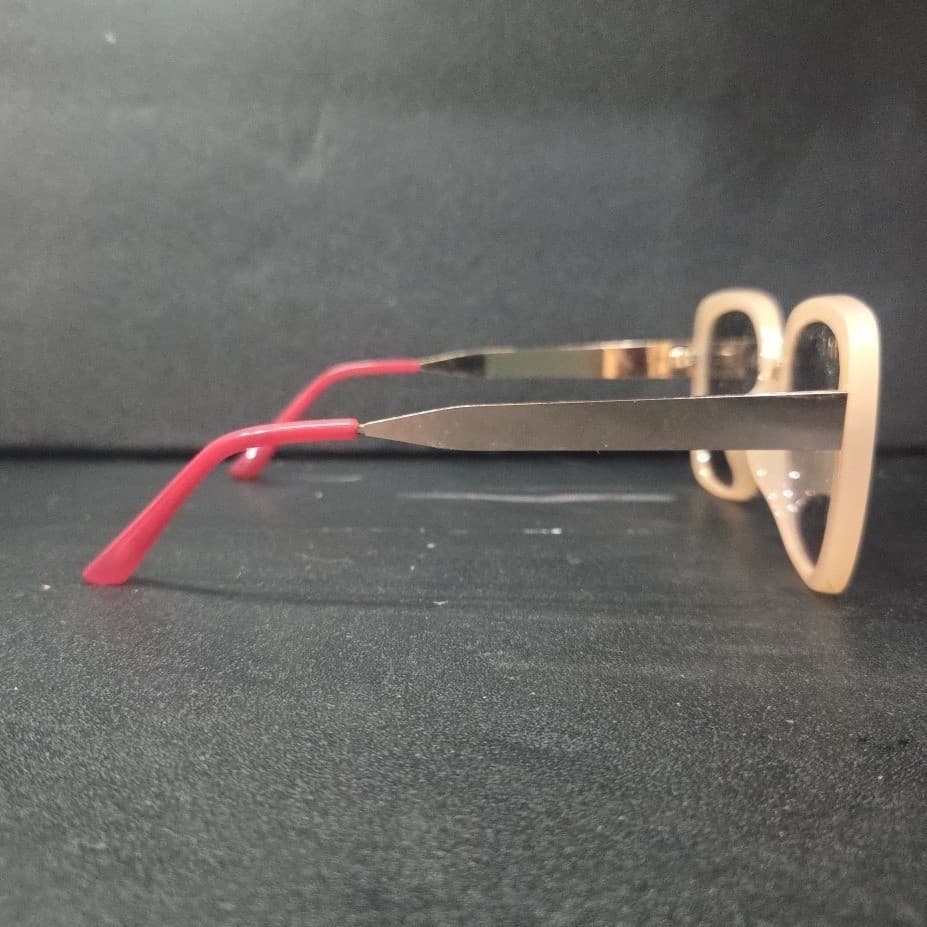Loft Peach Square Sunglasses with Gold Metal Temples and Pink Tips - Thumbnail 5