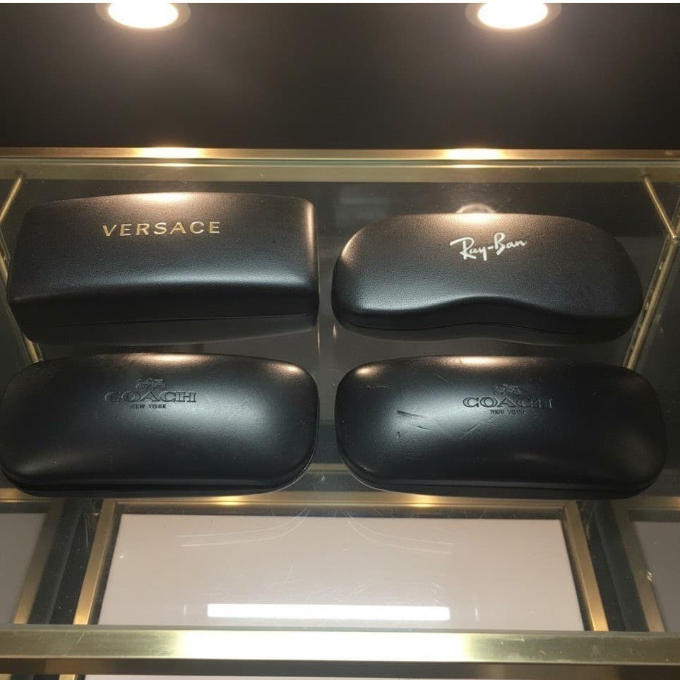 Versace Ray-Ban Coach Designer Eyewear Case Bundle 4pc Black Sunglasses Cases