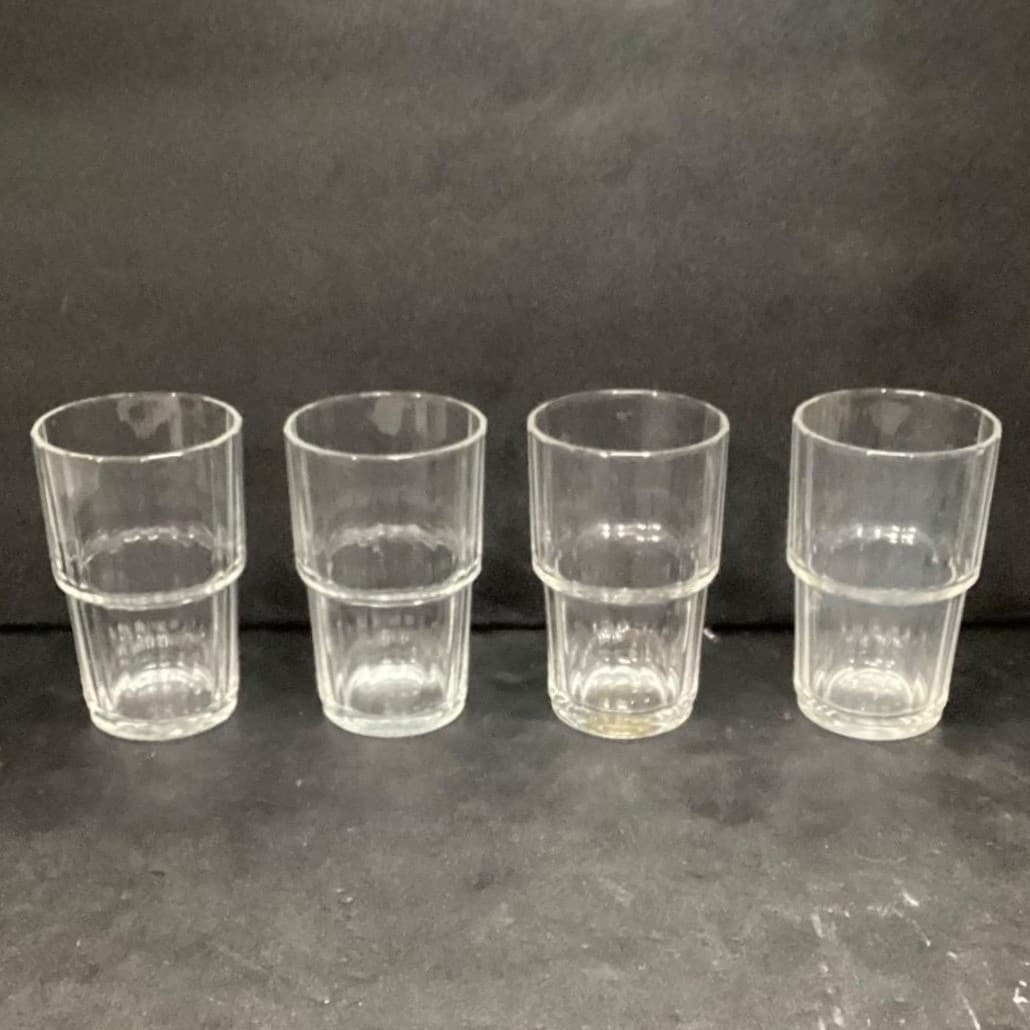 Arcoroc Stratford Clear Stackable Tumblers, Set of 4, Vtg Ribbed Optic Design - Thumbnail 7