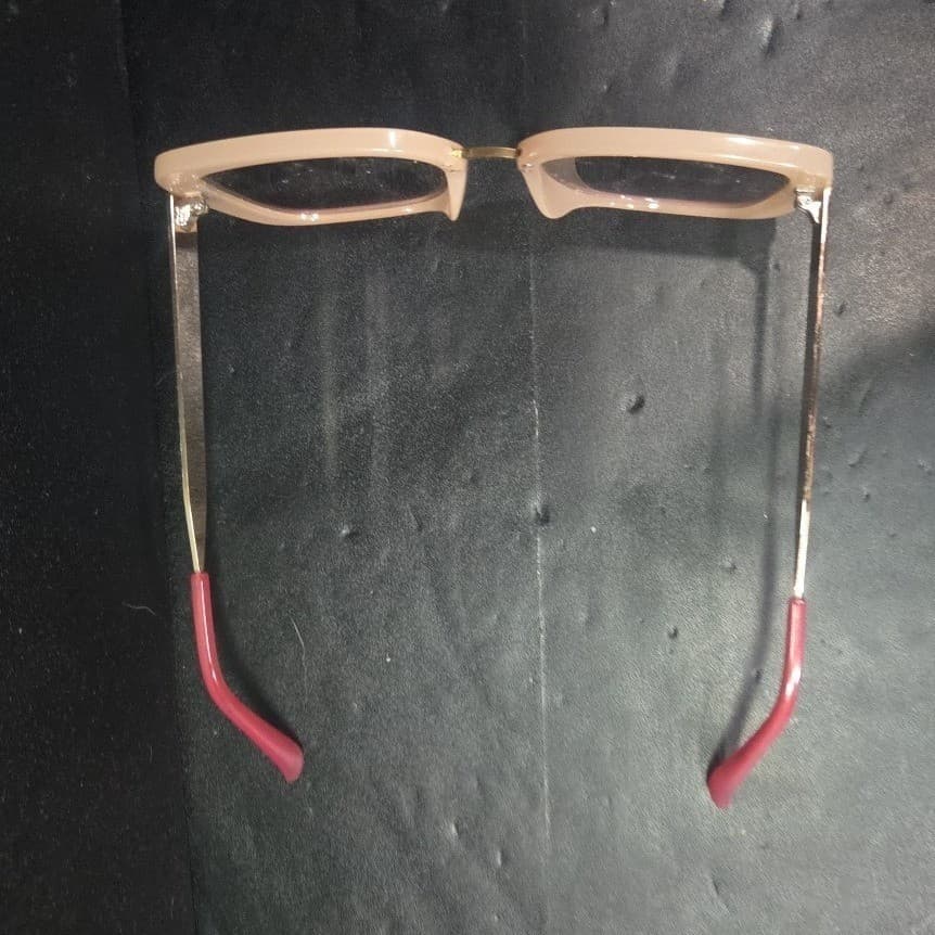 Loft Peach Square Sunglasses with Gold Metal Temples and Pink Tips - Thumbnail 6