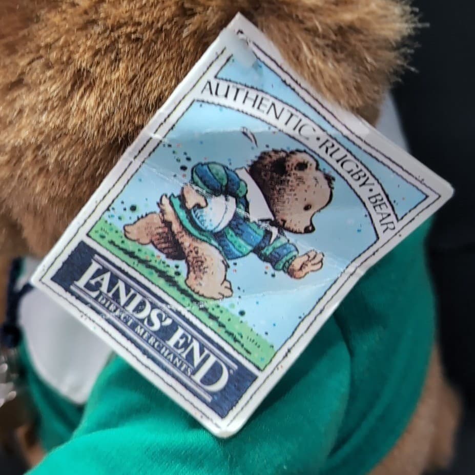 Lands End Gund Coach Paul Bear Rugby Plush, Whistle Hat Green, Vintage 1991 Toy - Thumbnail 6