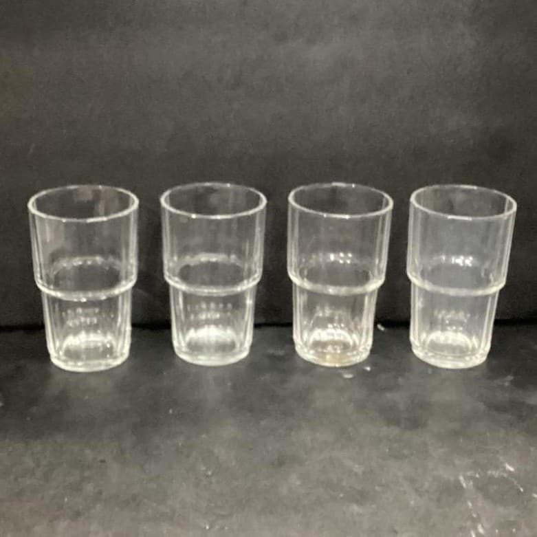 Arcoroc Stratford Clear Stackable Tumblers, Set of 4, Vtg Ribbed Optic Design - Thumbnail 2