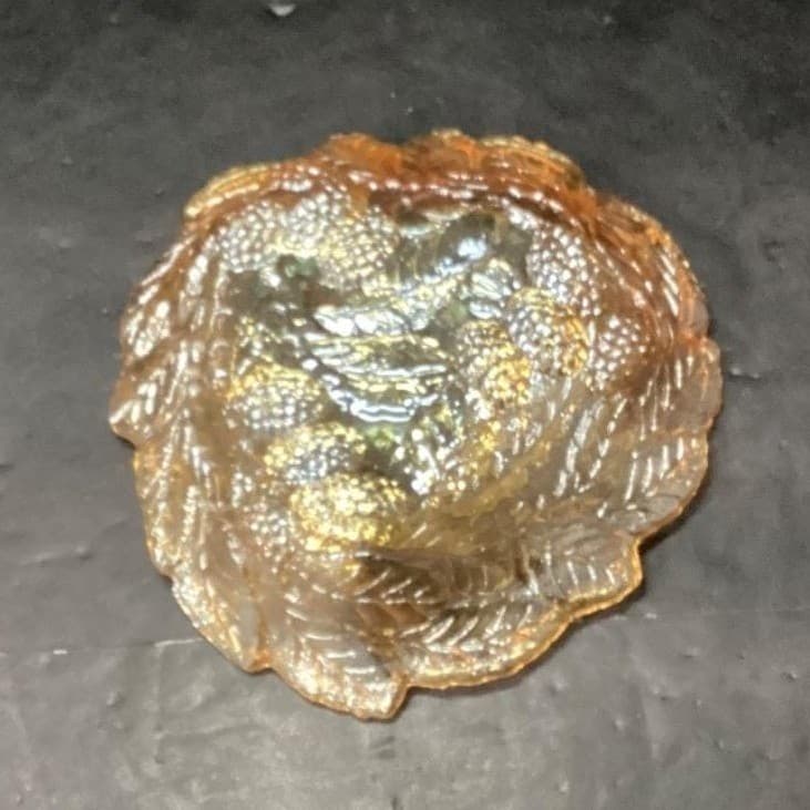 Indiana Glass Marigold Carnival Trinket Dish, Vintage Loganberry Leaf Design - Thumbnail 4