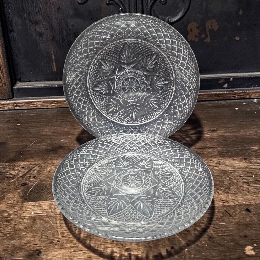 Cristal D'Arques-Durand Clear Salad Plates, Set of 2, Antique Style Dinnerware