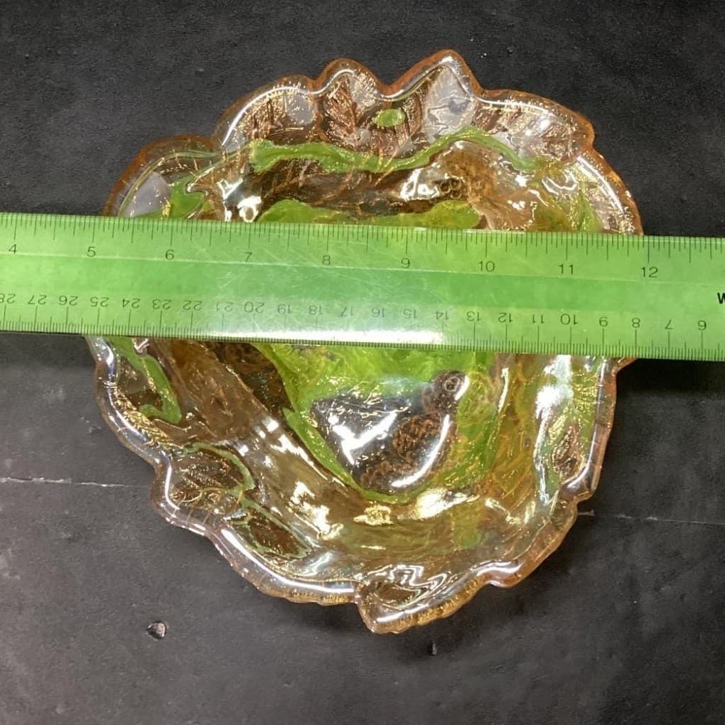 Indiana Glass Marigold Carnival Trinket Dish, Vintage Loganberry Leaf Design - Thumbnail 10