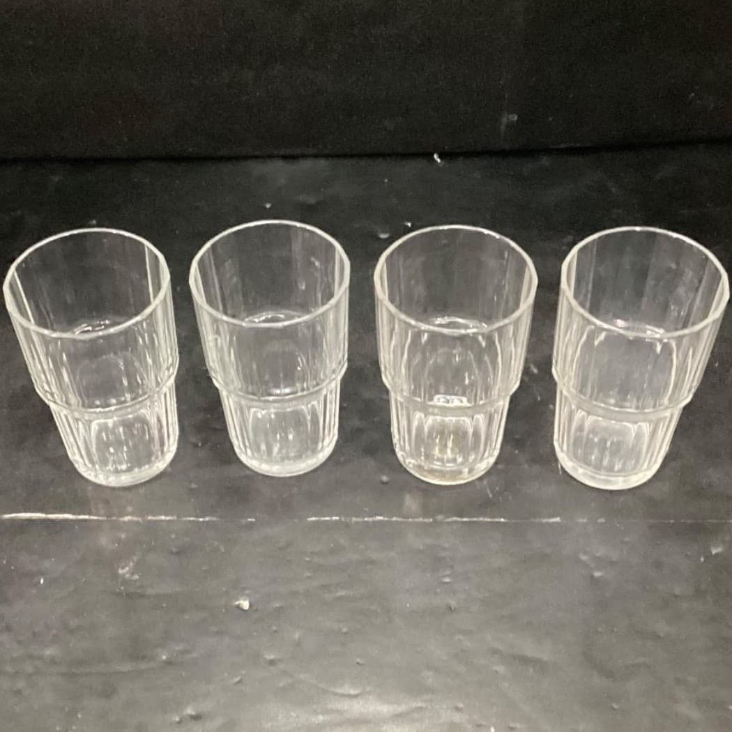 Arcoroc Stratford Clear Stackable Tumblers, Set of 4, Vtg Ribbed Optic Design - Thumbnail 8