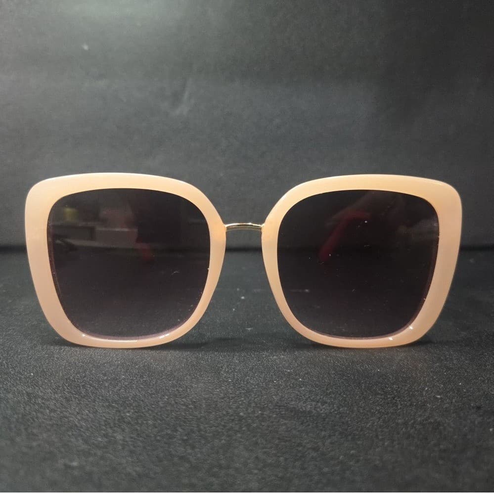 Loft Peach Square Sunglasses with Gold Metal Temples and Pink Tips - Thumbnail 2