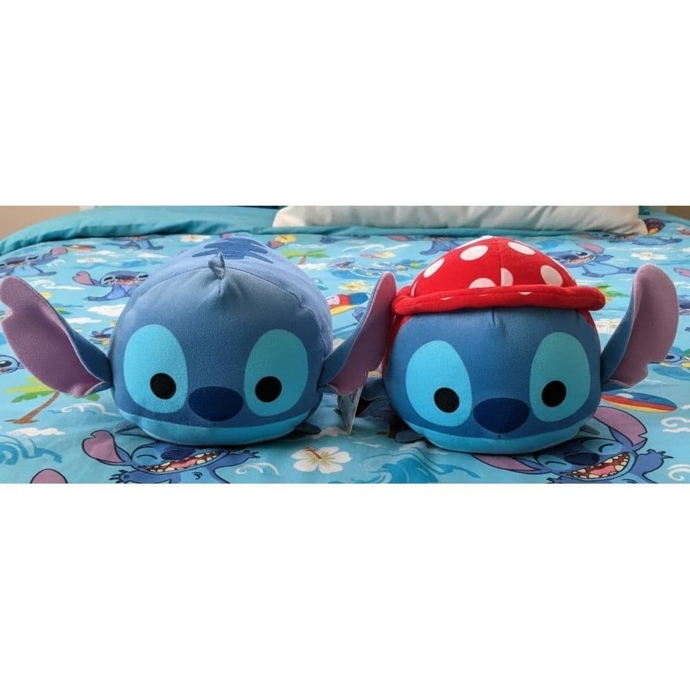 Disney Tsum Tsum Stitch Plush Set Medium 11 Inch Classic and Mushroom Hat 2pc