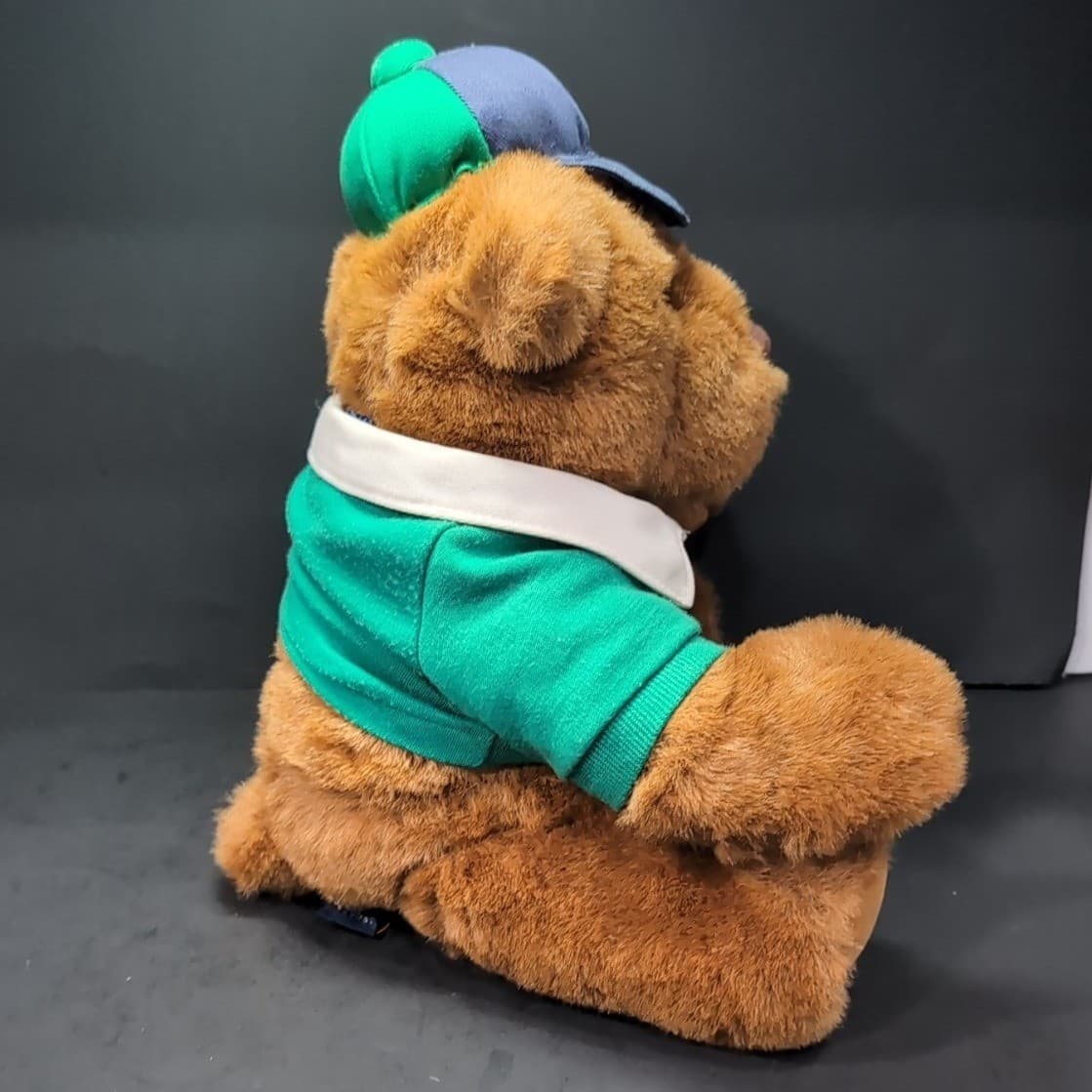 Lands End Gund Coach Paul Bear Rugby Plush, Whistle Hat Green, Vintage 1991 Toy - Thumbnail 3