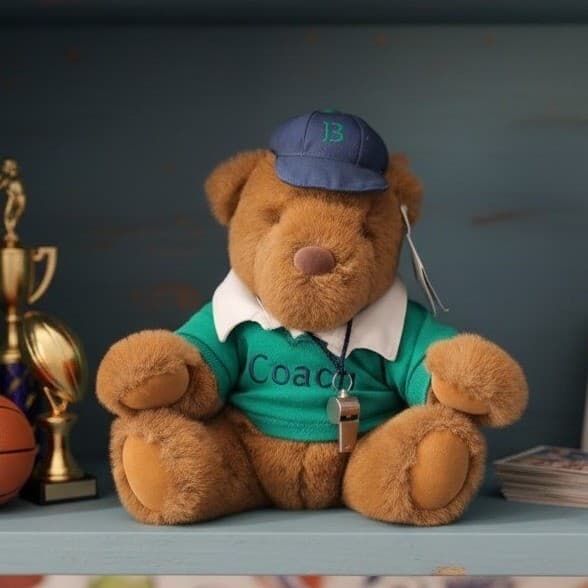 Lands End Gund Coach Paul Bear Rugby Plush, Whistle Hat Green, Vintage 1991 Toy