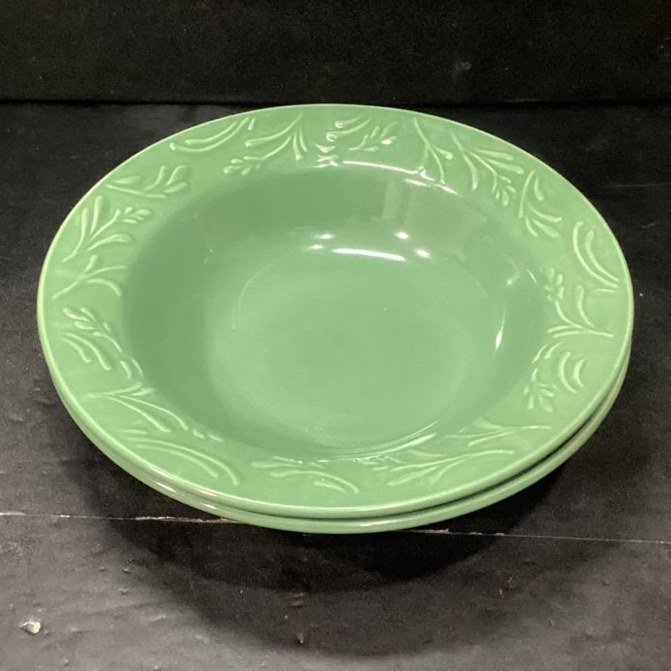 Libbey Lie14 Tableware Wheat Green Pasta Dinner Rim Soup Bowls 9" Set Of 2 - Thumbnail 6