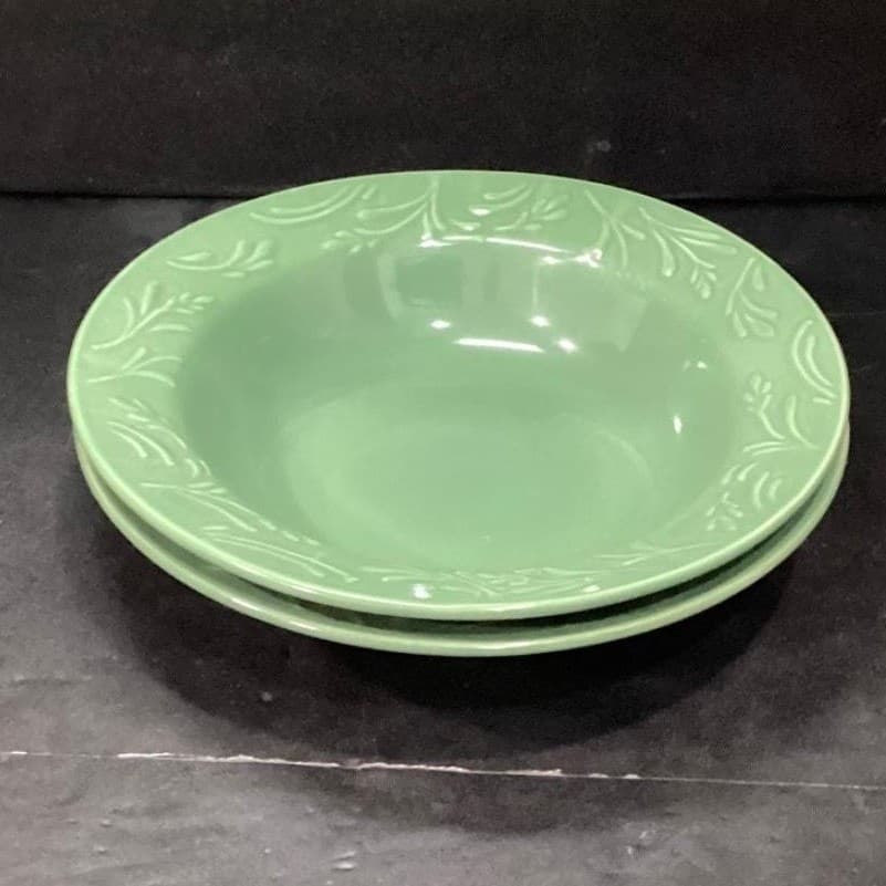 Libbey Lie14 Tableware Wheat Green Pasta Dinner Rim Soup Bowls 9" Set Of 2 - Thumbnail 9