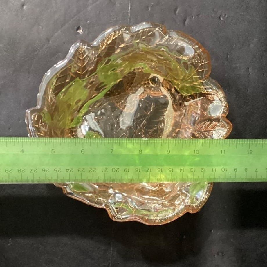Indiana Glass Marigold Carnival Trinket Dish, Vintage Loganberry Leaf Design - Thumbnail 11
