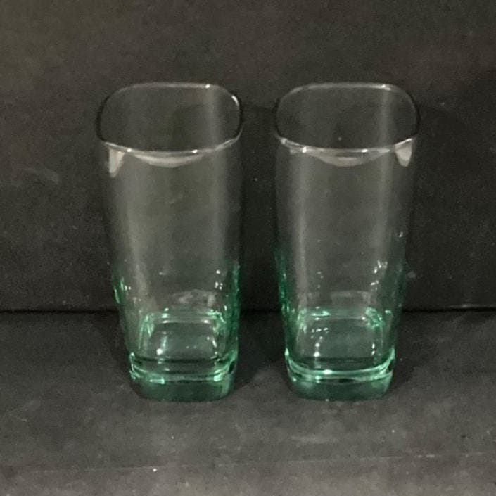 Libbey Glass Carrington Green-Tinted Glasses, Set of 2, Square Bottom Tumblers - Thumbnail 2