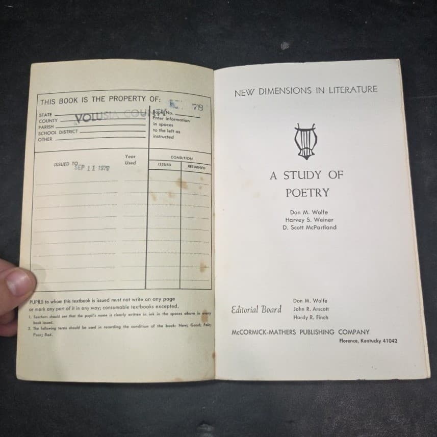 A Study of Poetry New Dimensions in Literature 1977 McCormick-Mathers Red Owl - Thumbnail 3