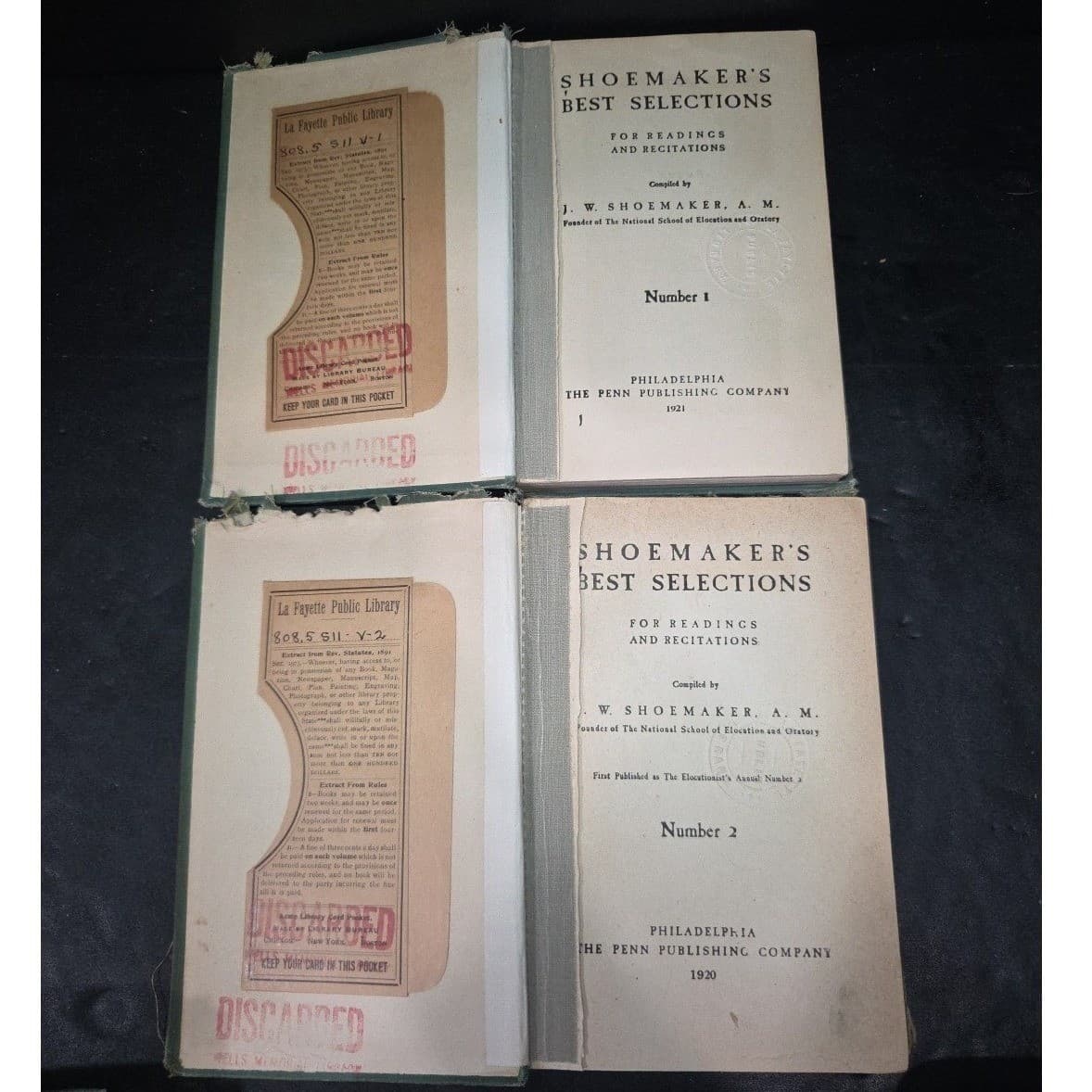 Antique Shoemaker's Best Selections No 1 & 2 Penn Publishing 1920 1921 Books - Thumbnail 3
