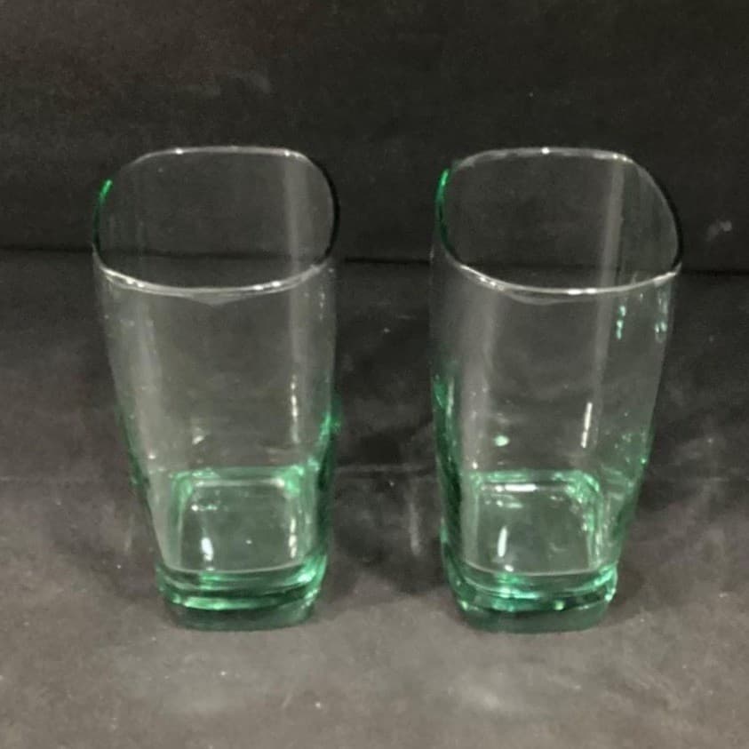 Libbey Glass Carrington Green-Tinted Glasses, Set of 2, Square Bottom Tumblers - Thumbnail 11