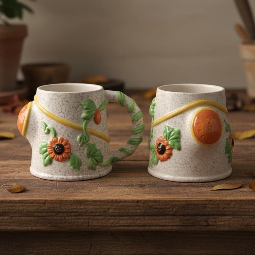 Watering Can Mugs, Set of 2, Tasters Choice Coffee-Mate Vintage Advertising Cups