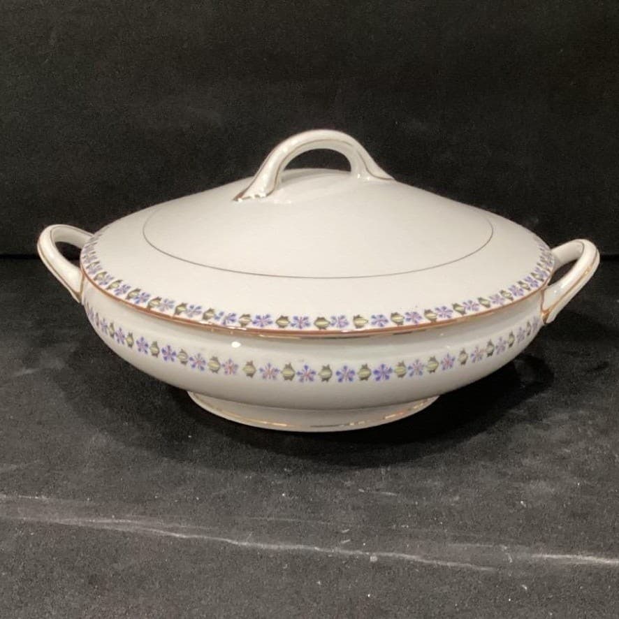 Noritake Nippon Covered Casserole, Blue Cornflowers Serving Dish, Floral Tureen - Thumbnail 2