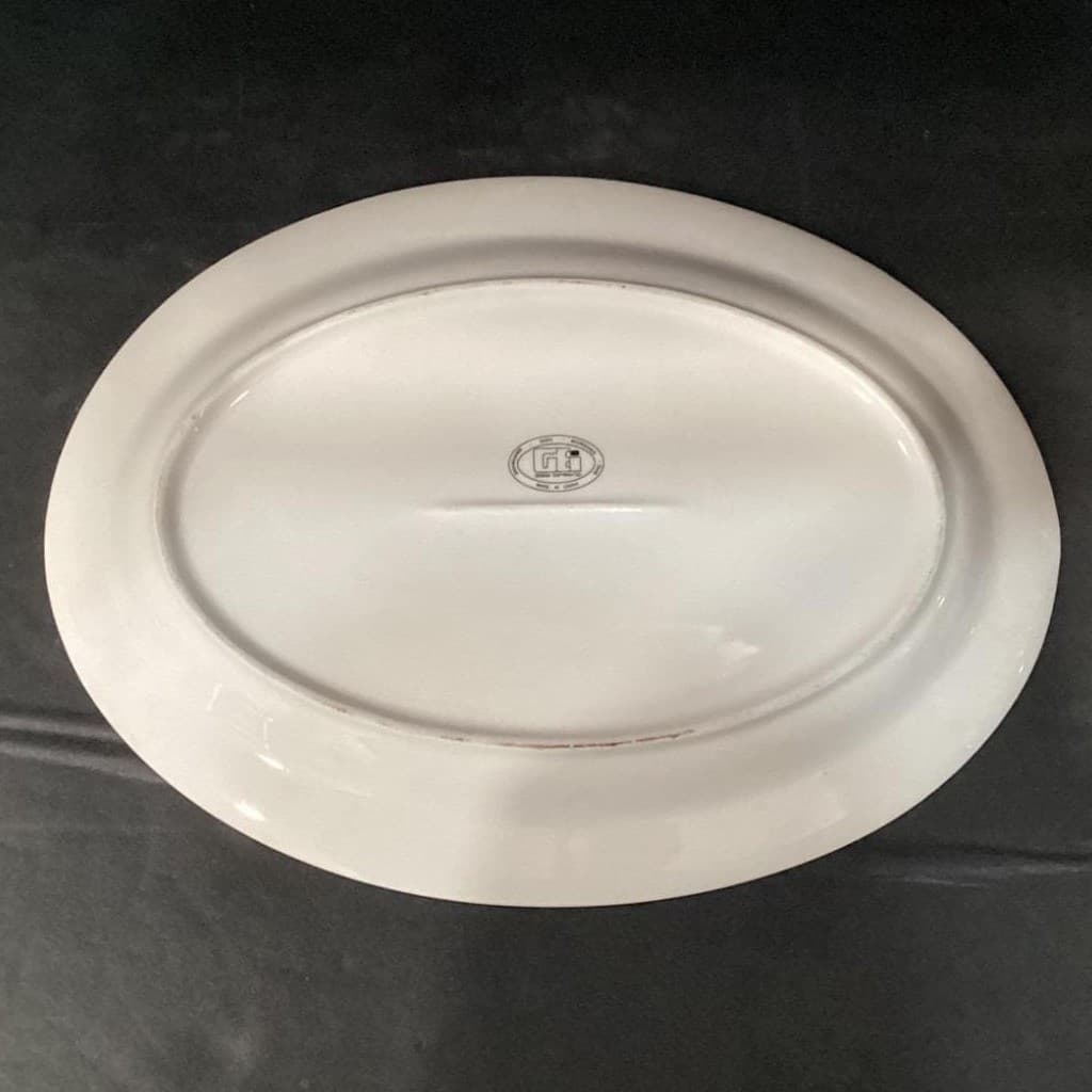 GEI "Merry Christmas" Oval Platter, Santa Riding In Sleigh & Reindeer, Vtg Tray - Thumbnail 5