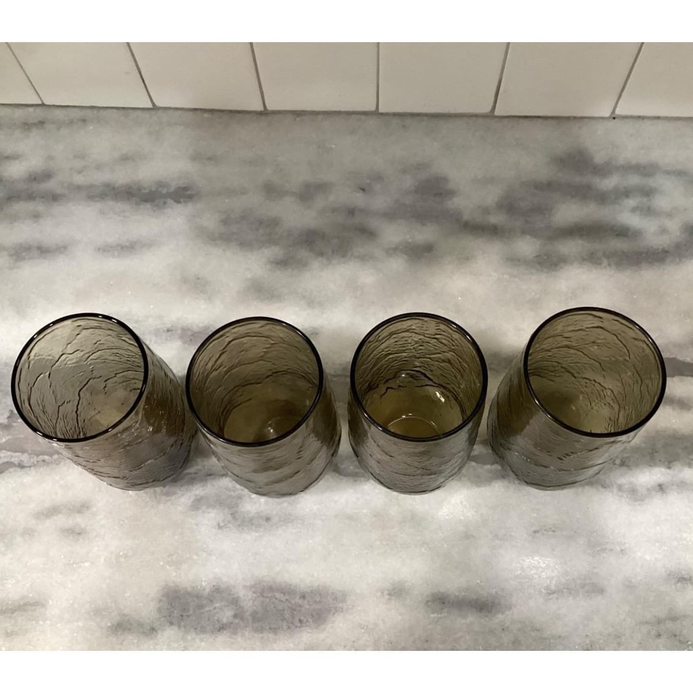 Anchor Hocking Sherwood Spicy Brown Tumblers, Set of 4, Vintage Textured Glasses - Thumbnail 4