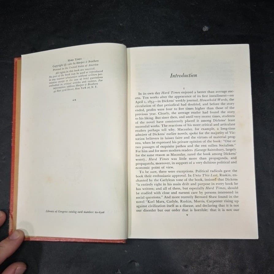 Hard Times Charles Dickens Harpers Modern Classics 1960 Hardcover Orange Book - Thumbnail 5