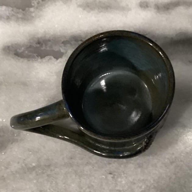Handmade Art Pottery Whale Tail Mugs, Set of 2 Blue Glazed Coffee Cups Drinkware - Thumbnail 8