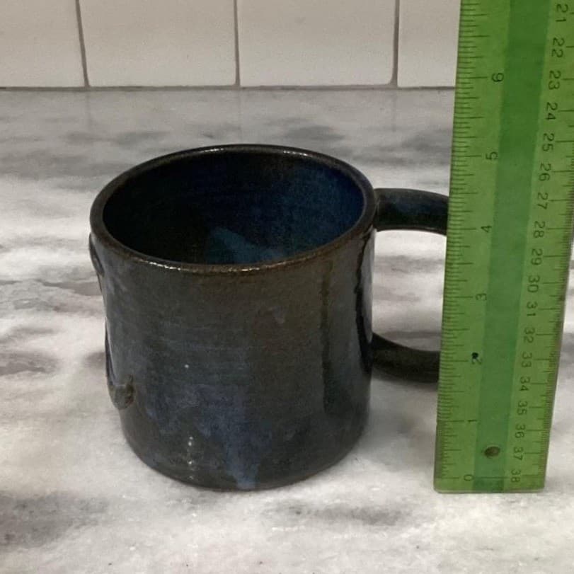 Handmade Art Pottery Whale Tail Mugs, Set of 2 Blue Glazed Coffee Cups Drinkware - Thumbnail 6