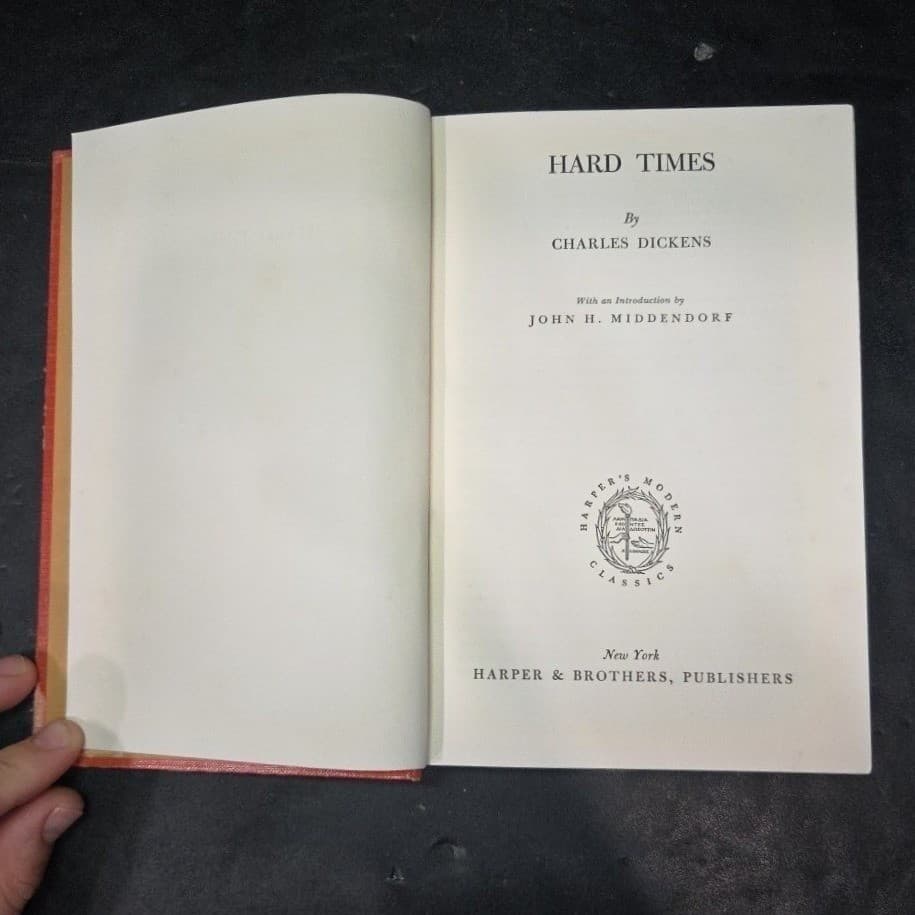 Hard Times Charles Dickens Harpers Modern Classics 1960 Hardcover Orange Book - Thumbnail 4