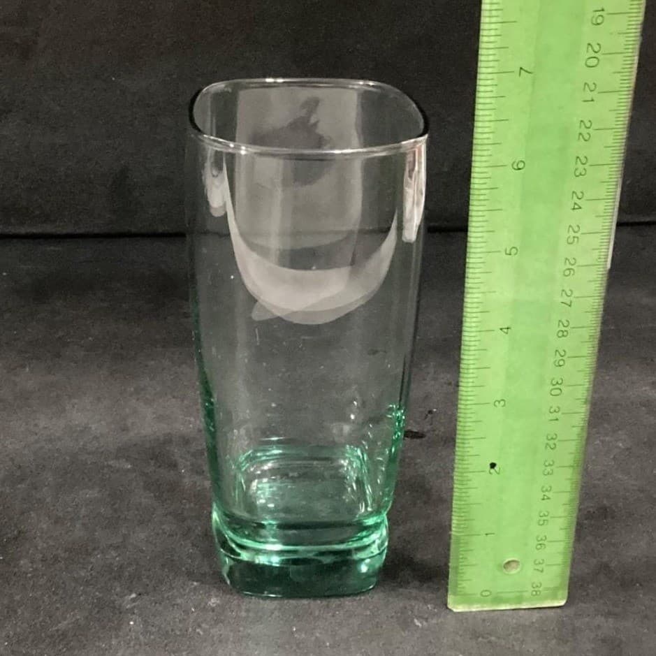 Libbey Glass Carrington Green-Tinted Glasses, Set of 2, Square Bottom Tumblers - Thumbnail 6