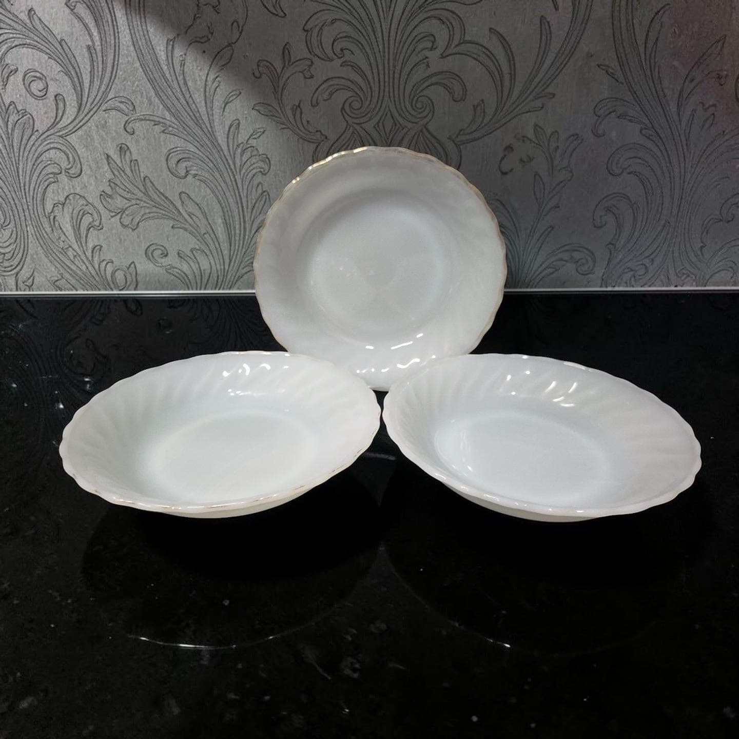 Anchor Hocking Fire King White Bowls, Set of 3, Vintage Milk Glass Dinnerware