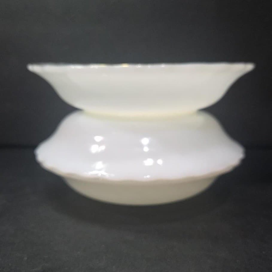 Anchor Hocking Fire King White Bowls, Set of 3, Vintage Milk Glass Dinnerware - Thumbnail 9