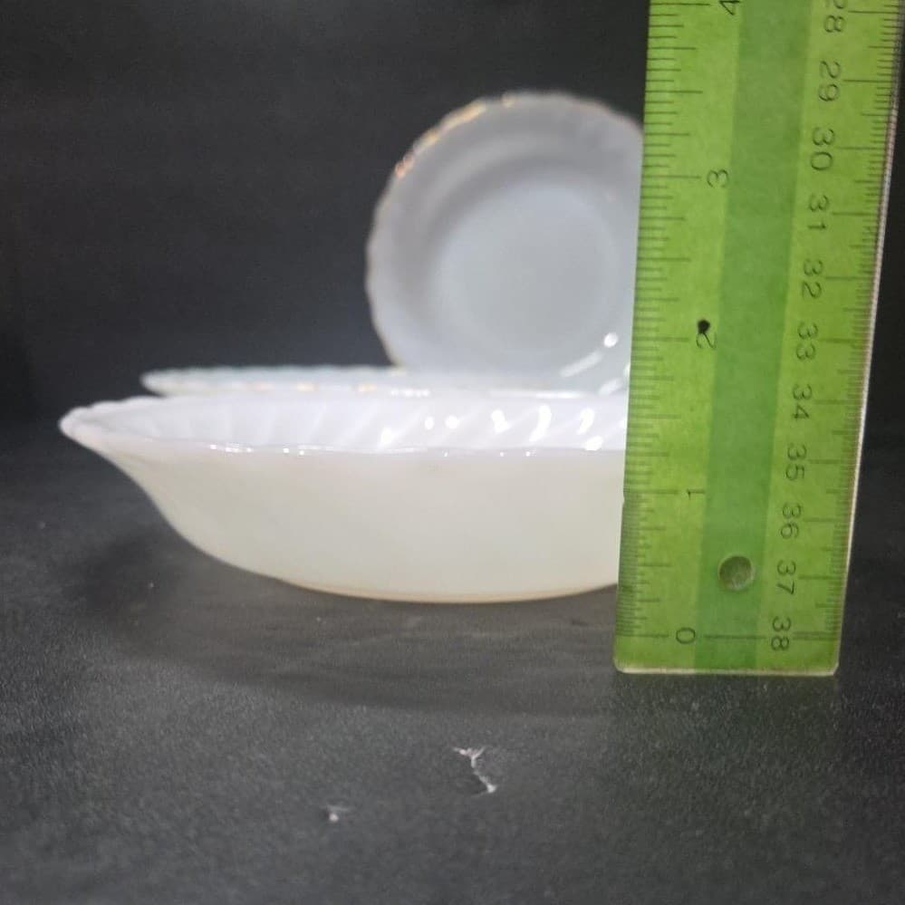 Anchor Hocking Fire King White Bowls, Set of 3, Vintage Milk Glass Dinnerware - Thumbnail 7