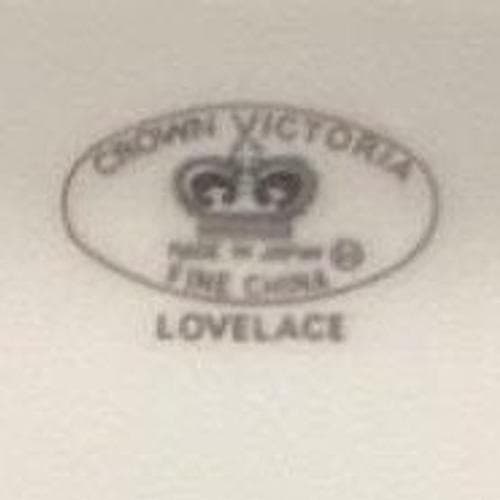 Crown Victoria "Lovelace" Bread & Butter Plates, Set of 2, Platinum Trim China - Thumbnail 3