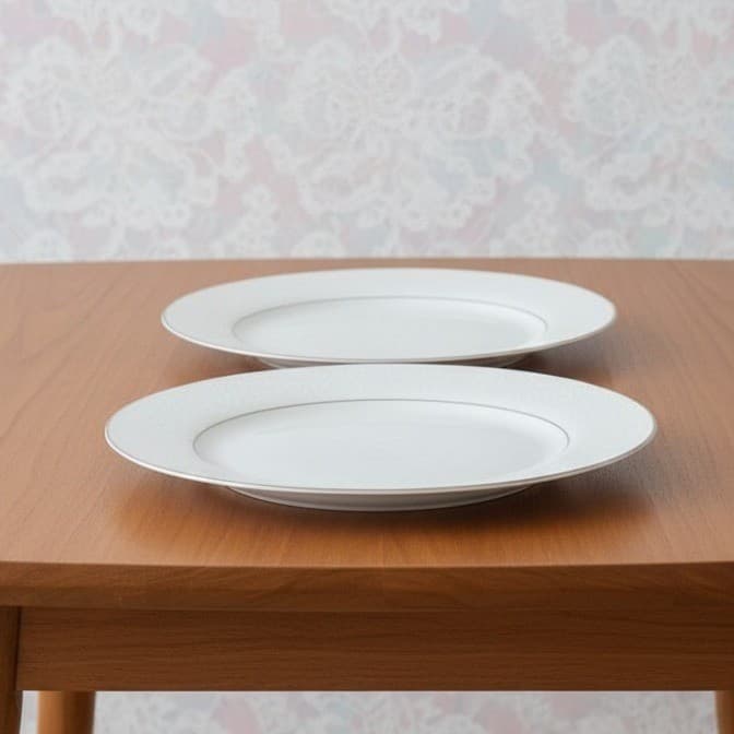 Crown Victoria "Lovelace" Bread & Butter Plates, Set of 2, Platinum Trim China