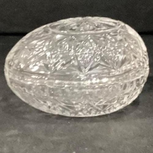 Indiana Glass Tiara Lead Crystal Easter Egg Trinket Box, Clear Pressed Glassware - Thumbnail 8